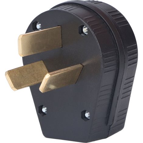 Connecteur mâle industriel 3 broches US standard 50A 125V/250V à contacts en laiton, fiche droite pour usage lourd (1/5)