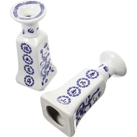 Porte-bougies en céramique de Jingdezhen compatibles avec le culte des ancêtres, lot de 2 supports de bougies multicolores (1/4)