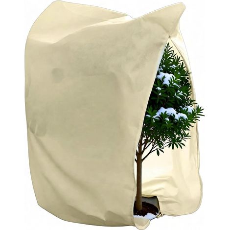 2 Pièces Housse Hivernage Plante Exterieur 200x240cm Housse Hivernage  Voile Hivernage Plante Exterieur avec Cordon à Tirer Convient Pour Les Rosiers Palmiers Petits Blanc Cassé (1/5)