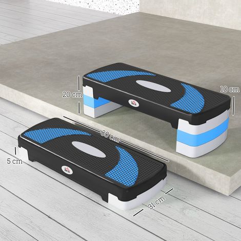 Aerobic-Stepper 3-stufig höhenverstellbar 80 x 31 x 20 cm Schwarz+Hellblau+Grau (1/5)