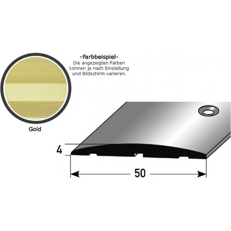 Übergangsprofil "Brecht" / Übergangsschiene / 50 mm, Typ: 145 (Aluminium eloxiert gebohrt / selbstklebend)-goldfarbig-1000-seitlich gebohrt