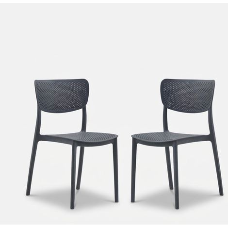 2er Set stapelbare Gartenstühle Zanini Design Siracura - Anthrazit (1/5)
