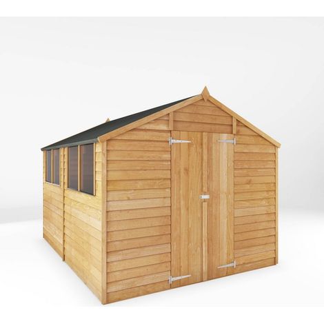 10 x 8 Feet Overlap Apex Shed - Timber - L296.6 x W248.4 x H211.8 cm - Brown (1/5)