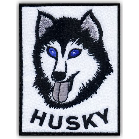 Patchion Husky – Aufbügel-/Heißsiegel-Rückseite – Gestickter Aufnäher/Abzeichen/Emblem