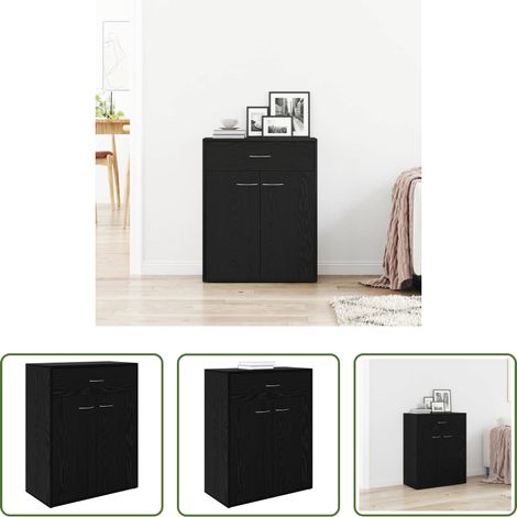 Wohnzimmer Sideboard - Sideboard Schwarz Eichen-Optik 60 x 30 x 75 cm Holzwerkstoff (1/5)
