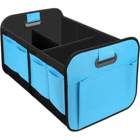 Boîte de rangement pliable en tissu Oxford avec poches latérales pour coffre de voiture, bagages et outils Gris 60 l (1/5)