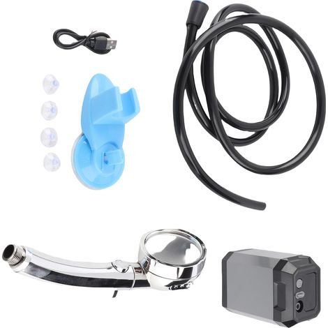 Douche de camping portable sans fil avec affichage numérique, pompe de douche électrique rechargeable, grise (1/5)