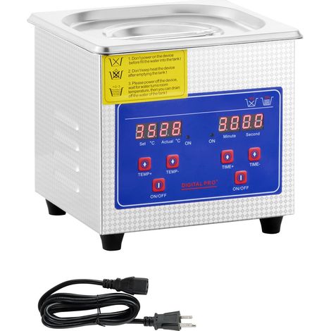 Nettoyeur à ultrasons professionnel 1,3 L pour bijoux et lunettes avec minuterie numérique et chauffage en acier inoxydable 40 kHz. (1/5)