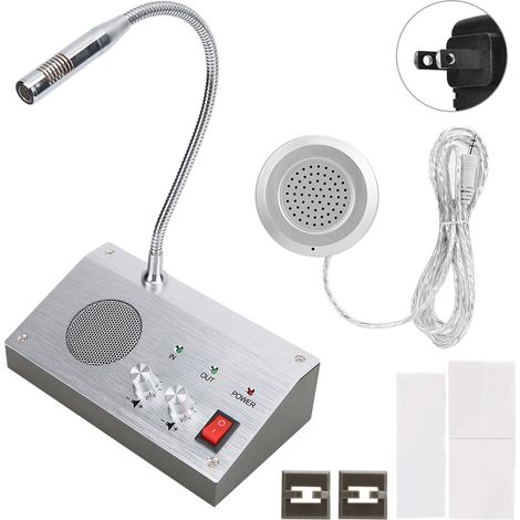 Guichet acoustique NoiseFree Dualway pour banque/bureau, interphone vitré comptoir talkie-walkie 110-240V (US) (1/5)