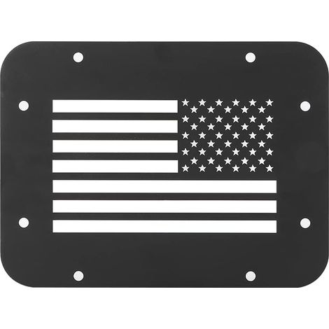 Couvercle de Plaque d'aération de Hayon, Couvercle en Métal de Type Drapeau Américain, au Design élégant avec Montage Facile, Idéal pour JK 2 ou 4 Portes 07 18, Noir (1/4)