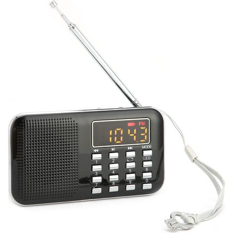 Radio numérique mini portable avec caisson de basses, lecteur MP3 et haut-parleur de basses pour seniors (noir) (1/5)