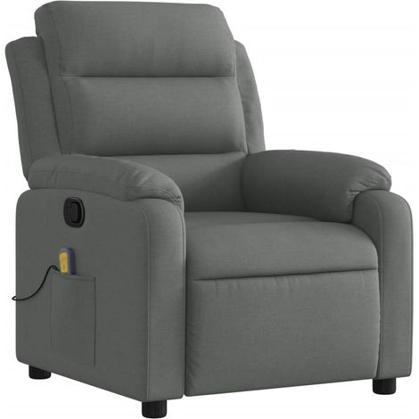Poltrona relax TV funzione massaggio reclinabile 6 punti massaggio in tessuto grigio scuro DEC026957