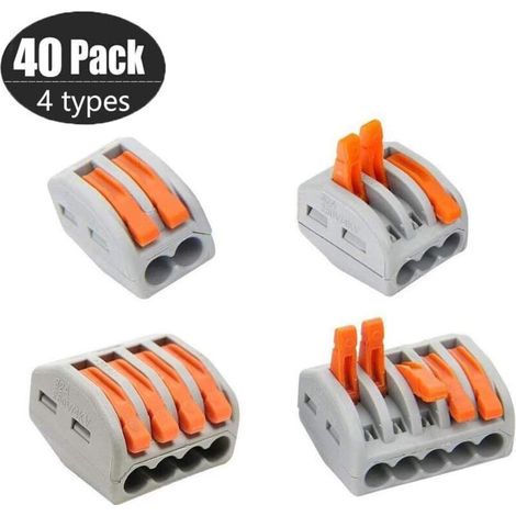 [NEVER USED] PCT-212/213/214/215 Pack of 40 compact lever nut terminal blocks Assortment of cable connectors