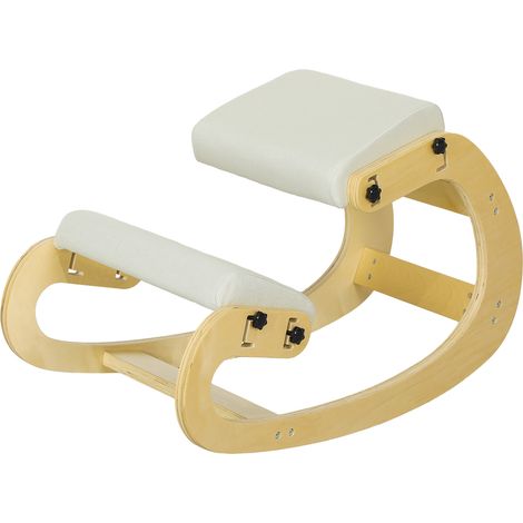HOMCOM Sedia Ergonomica a Dondolo Regolabile in 6 Posizioni Bianco Crema