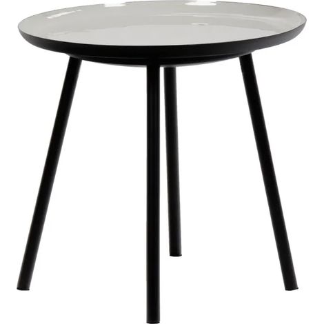 Table d'appoint ronde plateau émaillé gris et métal noir - LAK 0504 (1/5)