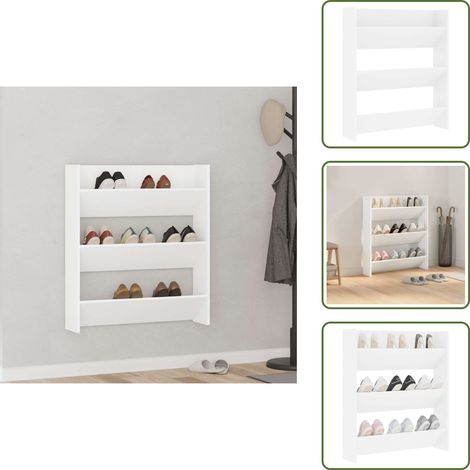 Estante de zapatos - vidaXL Zapatero de pared madera contrachapada blanco 80x18x90 cm - Baldas basculantes