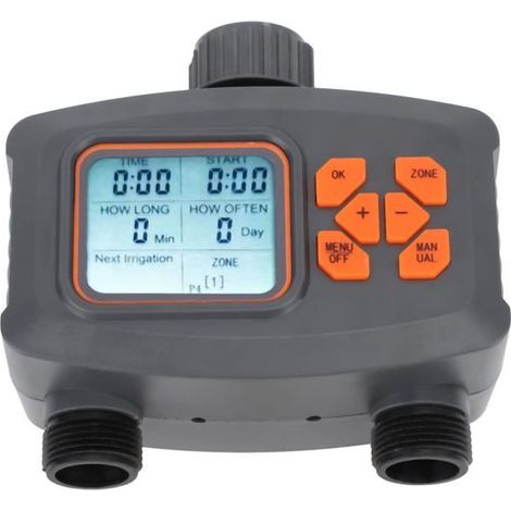 Minuterie d'arrosage - - Programmateur à 2 Sorties - Étanche - Capteur de Pluie - Facile à Installer