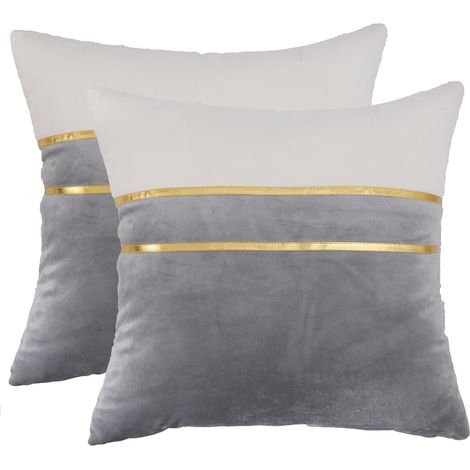 Lot de 2 taies d'oreiller décoratives 50x50 cm, épissage en gris, pour salon, chambre, maison.