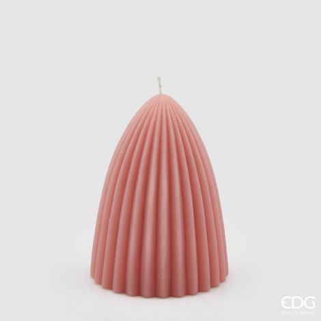 EDG Enzo De Gasperi Candela Curvy Righe H 13,5 Cm D 9 Cm Rosa Antica
