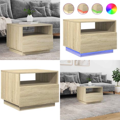 Table basse avec lumières LED chêne sonoma 50x49x40 cm - Table Basse Design - Table Basse Led - Table Basse Lumineuse - Meuble Salon - Table D'appoint - Home & Living (1/5)