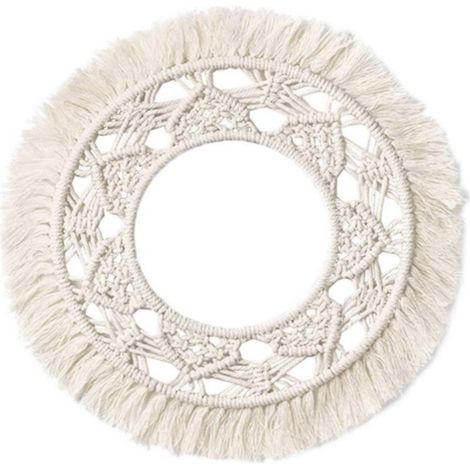 Décoration murale ronde en macramé Décorations d'art tissées Boho pour chambre d'enfant (1/4)
