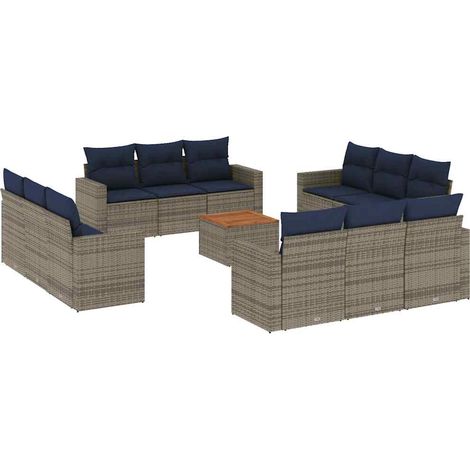 Maison Exclusive - Set Divani da Giardino 13 pz con Cuscini Grigio in Polyrattan (1/5)