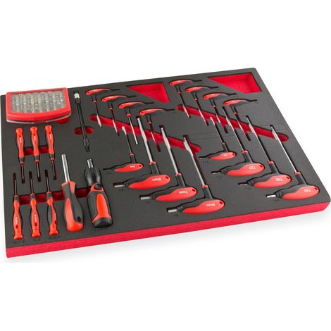 Werkzeugeinlage T-Griff Schraubendreher Bit Set 81tlg. 57x40cm für Werkstattwagen (1/5)