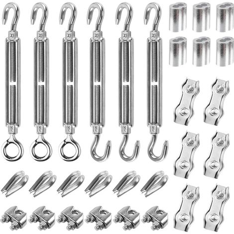 30 Pack M4 Wire Rope Turnbuckle 3mm with M4 Stainless Steel Turnbuckle 3mm Wire Rope Clamp 3mm Stainless Steel Wire Rope Lugs and 3mm Cable Tie (1/5)