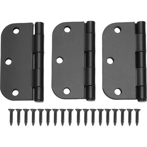 Cerniere rotonde per porte con raggio di 3,5 pollici (5/8 di pollice), nero opaco, per uso interno ed esterno, ideali per porte, uffici, camere da letto, finestre e applicazioni esterne. Ferramenta pe (1/5)