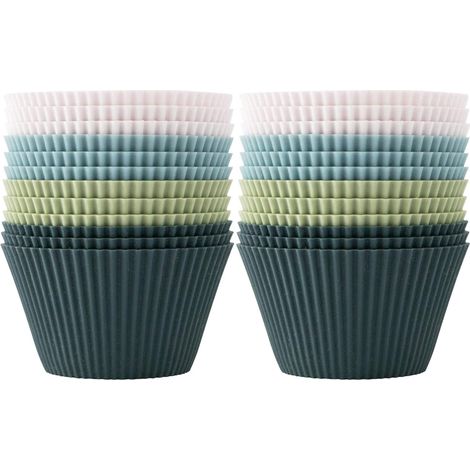 Lot de 12 moules à cupcakes, silicone sans BPA, réutilisables, diamètre 7cm, pour cuisson et desserts (1/5)