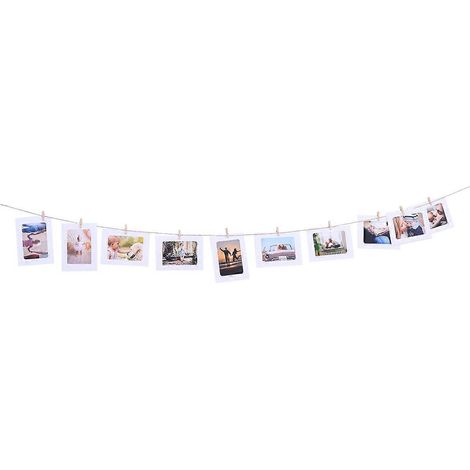 10 cadres photo en papier kraft rétro de 18 cm (7 pouces) avec ficelle et pinces (blanc)-White