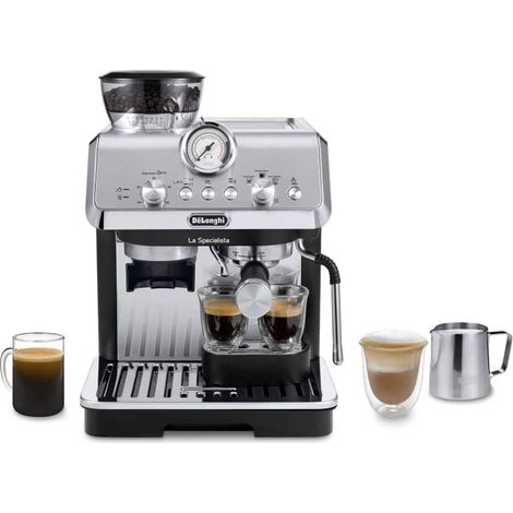 De’Longhi Dedica Arte La Specialista Arte - Macchina per Caffè in chicchi Manuale, Montalatte manuale, 1400W, Metal Black (EC9155.MB) (1/4)