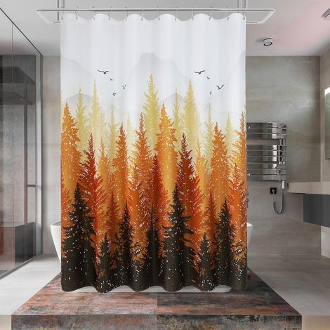 rideau De Douche 180 X 180 Cm Rideau De Douche Jaune Rideau De Douche Impermable En Polyester Imprim (1/4)