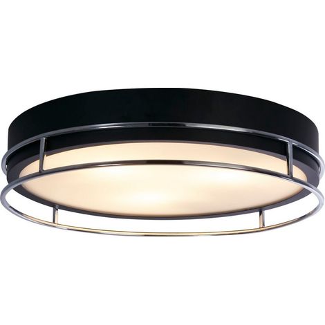 Phoenix 3Lt Flush - Nero, metallo cromato e vetro smerigliato Diffu (1/4)