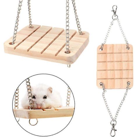 Hamac balançoire pour furets, jouets à mâcher en bois sans danger pour les écureuils, gerbilles, souris, rats nains (1/4)