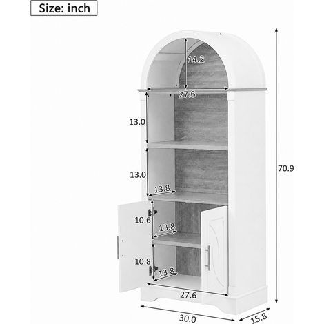 Aparador alto 76,2x40,1x180 cm en MDF blanco con LED, almacenaje para cocina – MEUBLIV (1/5)