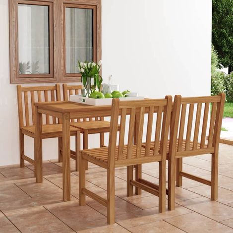 Ensemble de salle à manger de jardin 5 pièces-Salon de jardin 120 x 70 cm en bois de teck massif (1/5)