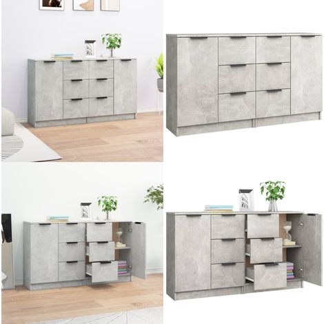 Sideboards 2 Stk. Betongrau 60x30x70 cm Holzwerkstoff - Schreibtisch - Wohnzimmermöbel - Sideboard - Regal - Grau - Home & Living