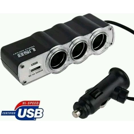 Multiplicateur De Prises 3 Prises Allume-cigare 12/24 Volt Prise Usb Pour Voiture