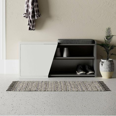 Mueble Zapatero Neneng, Portazapatos 2 Estantes, Una Puerta, 4 Divisiones, 105x38x47h cm Negro Antracita (1/5)