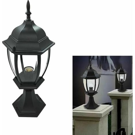 Lampione da Giardino IP45 in Alluminio con Lanterna in Vetro E27 Black