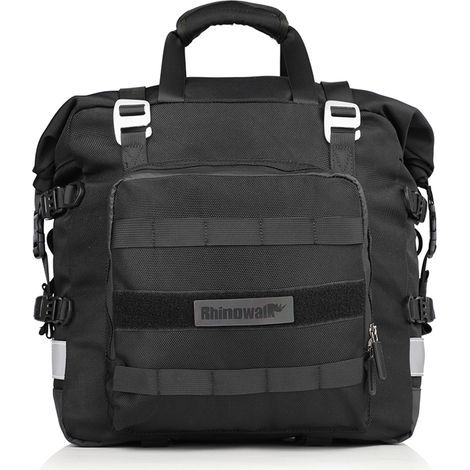 Motorcycle quick-release saddlebag, large 20L capacity side bag, with removable waterproof zippered inner pocket, black