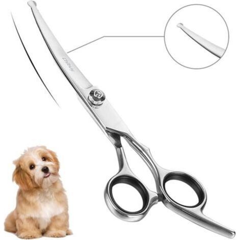 Ciseaux de toilettage incurvés pour chiens avec pointes rondes, cisaillement incurvé pour chiens et chats (1/5)