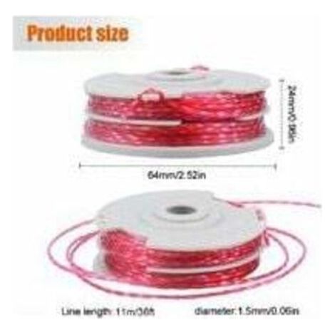 QORVA-Lot de 4 Bobine Fil Coupe Bordure pour Flymo FLY021 Bobine de Fil Debroussailleuse Bobine de Rechange pour flymo Coupe Bordure 36ft/1,5 mm (1/3)