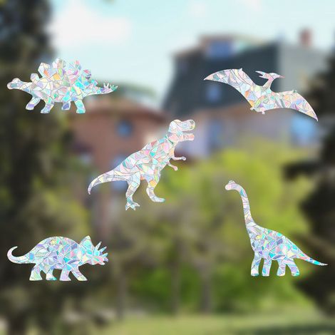 Lot de 6 autocollants anti-collision pour fenêtres, attrape-soleil arc-en-ciel, motif oiseaux (1/5)