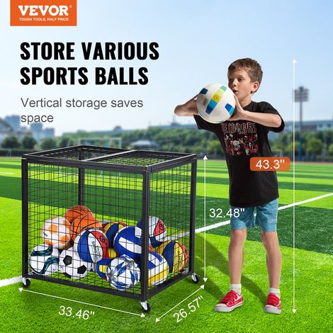 Chariot à Ballons Verrouillable 85x67,5x82,5 cm Cage de Rangement pour Ballon Mobile avec 4 Roulettes et Freins en Acier Organisate… (1/5)