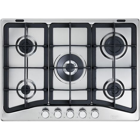 De'Longhi DELONGHI PFI 57 GH Piano cottura a gas 68 cm 5 fuochi con bruciatore tripla corona griglie in ghisa colore Acciaio inossidabile (1/3)