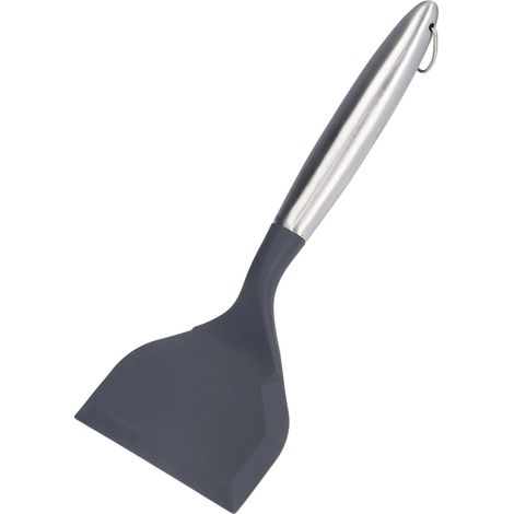 Spatule à frire à large ouverture en acier inoxydable - Ustensile de cuisine antiadhésif (gris)