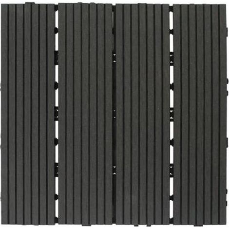 TRADE SHOP - Piastrella Per Giardino Esterno Effetto Legno Nero Pavimento Antiscivolo Ad Incastro 73553 - (1/4)