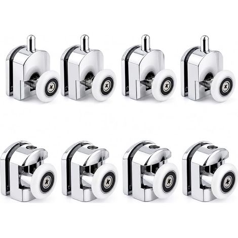 Juego de 8 rodillos para puerta de ducha STARVAST - Rodillos de aleación de zinc para mampara de ducha - Rodillos de 25 mm para puerta corredera de ducha para baño (4 superiores y 4 inferiores) (1/5)